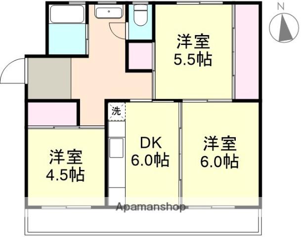 グランベルグ倉敷(3DK/5階)の間取り写真