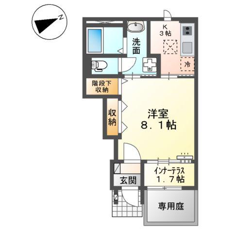 ラ・ルーチェMOMO(1K/1階)の間取り写真