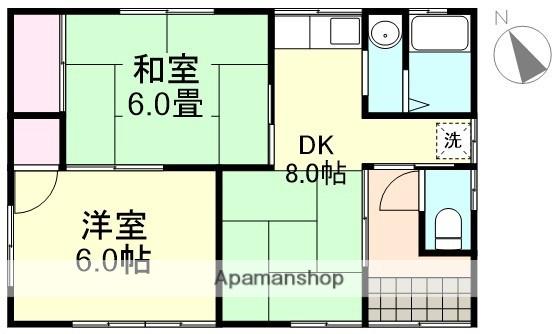 水島臨海鉄道 西富井駅 徒歩13分 1階建 築52年(2DK)の間取り写真