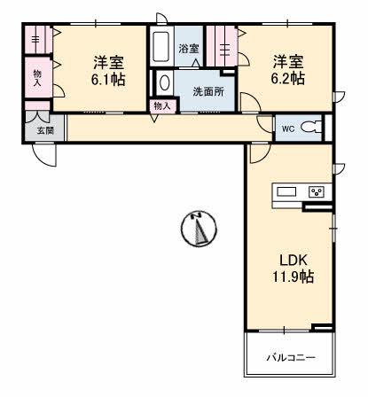 シャーメゾンガーデンズ豊成(2LDK/3階)の間取り写真