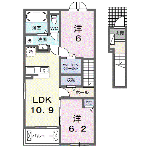 ピッツィカートⅠ(2LDK/2階)の間取り写真