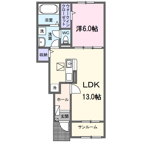 ラヴィベールアイ Ⅰ(1LDK/1階)の間取り写真