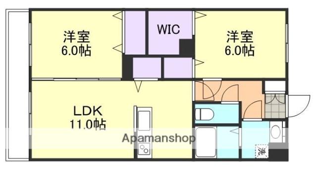 FーCITY老松町(2LDK/5階)の間取り写真