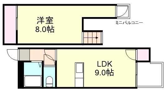 アルファームーン リョーツー(1LDK/2階)の間取り写真