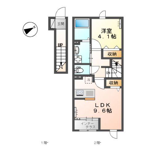 ドリームヒルズ(1LDK/2階)の間取り写真