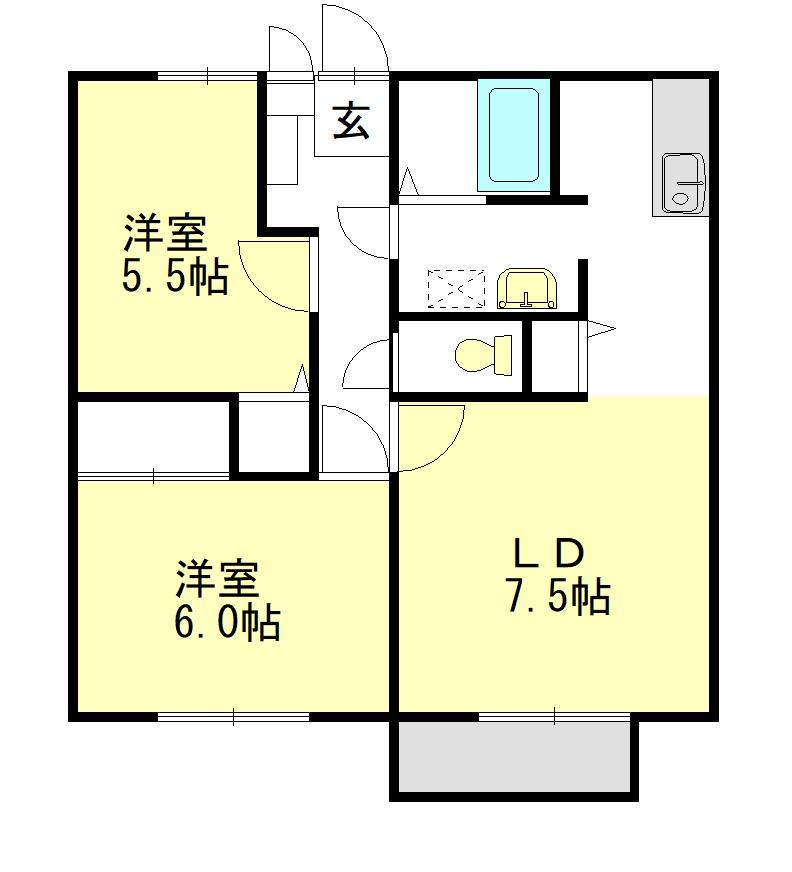 メルベイユ24(2LDK/1階)の間取り写真