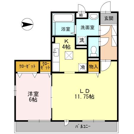 セレニテ(1LDK/1階)の間取り写真