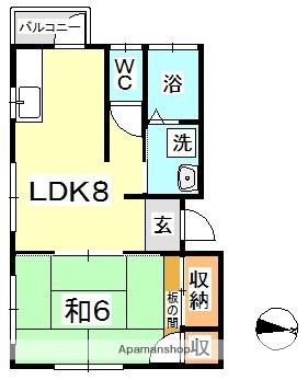 ドミールタキザワ(1LDK/2階)の間取り写真