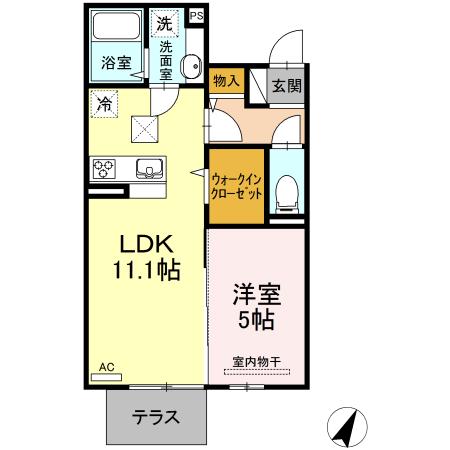 ベイ ブランシェ中島(1LDK/1階)の間取り写真