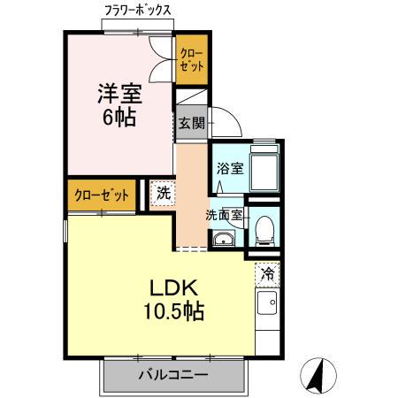 セジュール今在家(1LDK/2階)の間取り写真