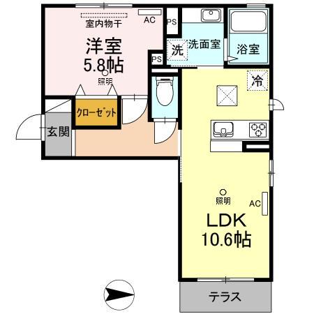 ベイ ブランシェ浜町(1LDK/1階)の間取り写真