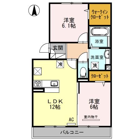 JADEA棟(2LDK/1階)の間取り写真