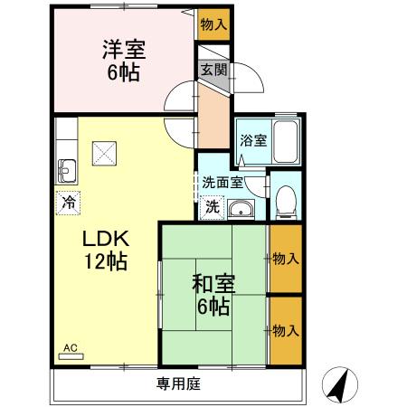 プリマベーラB棟(2LDK/1階)の間取り写真