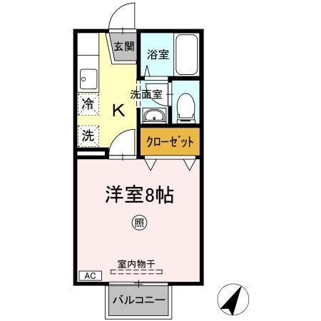 コンフォート(1K/1階)の間取り写真
