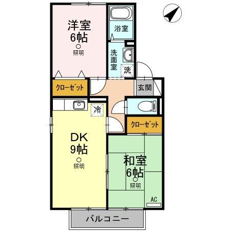セジュール三宅 D棟(2DK/2階)の間取り写真