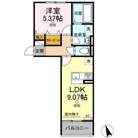 グランレーベン(1LDK/2階)の間取り写真