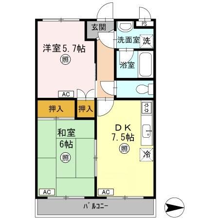 リーベン上成(2DK/2階)の間取り写真