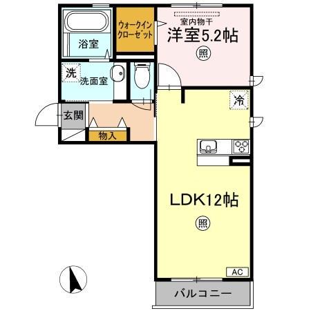 ベイ ブランシェ C棟(1LDK/2階)の間取り写真