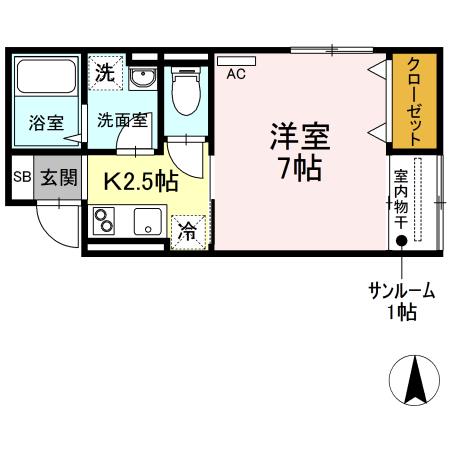 SUNRISE岡山駅前(1K/1階)の間取り写真