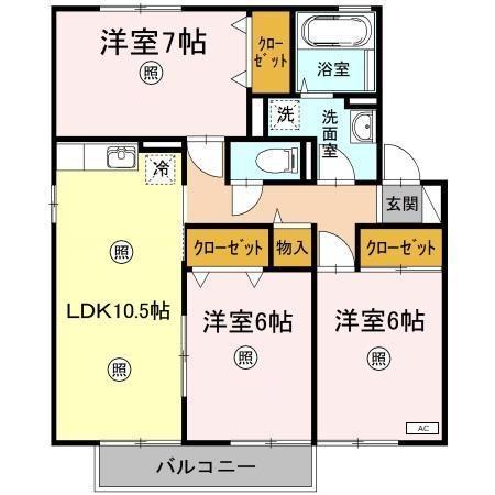 リヴェールA(3LDK/2階)の間取り写真