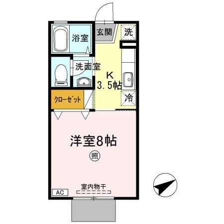 セジュール文政A(1K/1階)の間取り写真