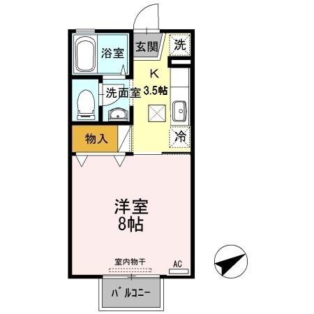 セジュール文政B棟(1K/1階)の間取り写真