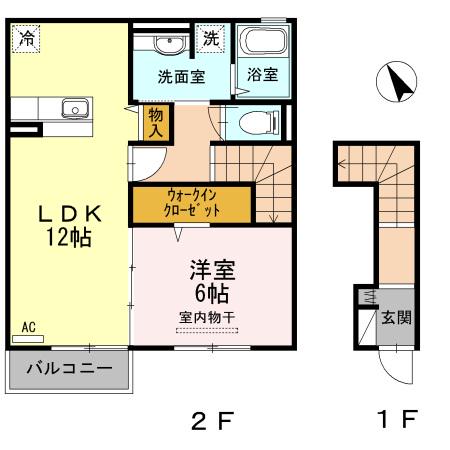 ポレール オリオン(1LDK/2階)の間取り写真