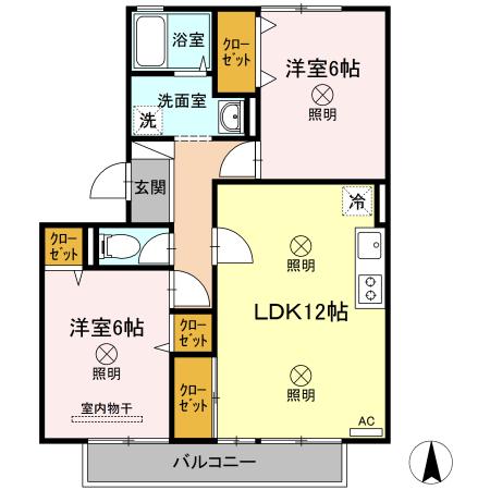 アーバンツインピア湊(2LDK/2階)の間取り写真