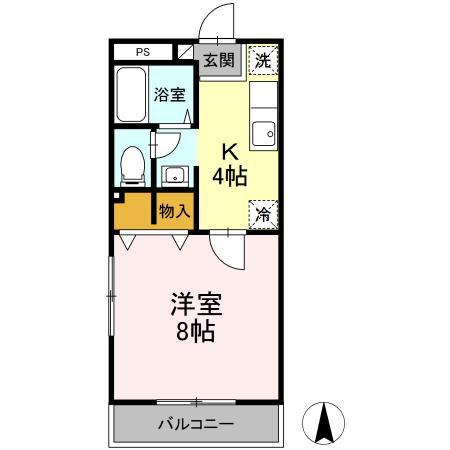 ライフ西市(1K/1階)の間取り写真