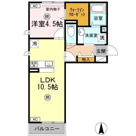 エムズコート(1LDK/2階)の間取り写真