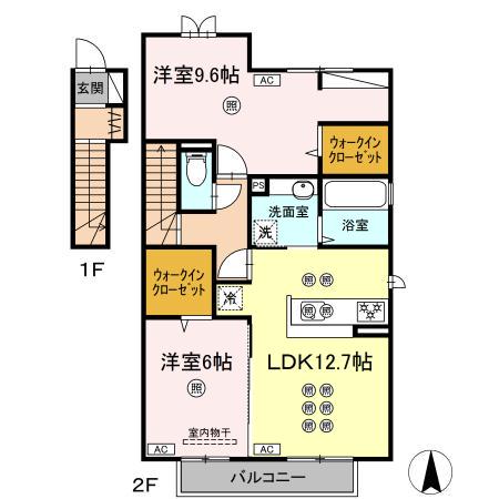 山陽本線 北長瀬駅 徒歩26分 2階建 築1年(2LDK/2階)の間取り写真