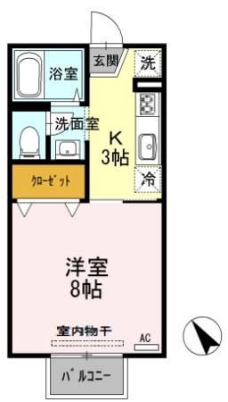 コーポジュネスB棟(1K/2階)の間取り写真