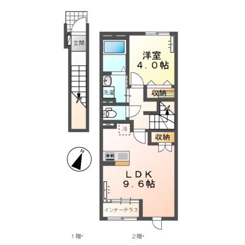 フロード・N(1LDK/2階)の間取り写真