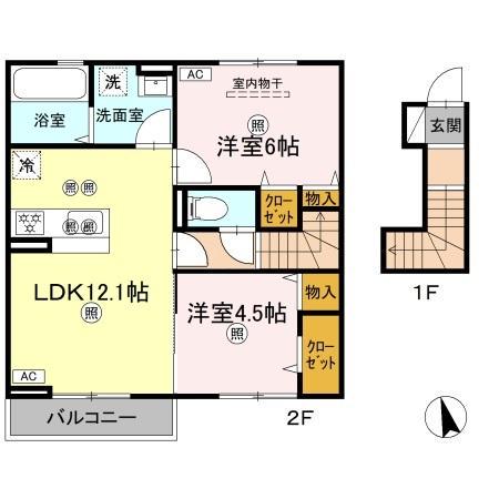 マーメゾン新福(2LDK/2階)の間取り写真