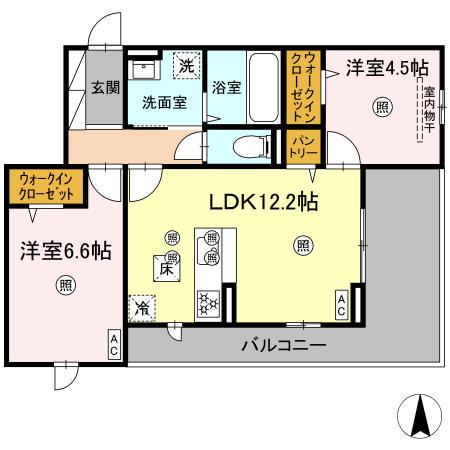 ル コンテ(2LDK/1階)の間取り写真