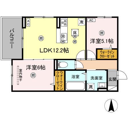 ル コンテ(2LDK/1階)の間取り写真