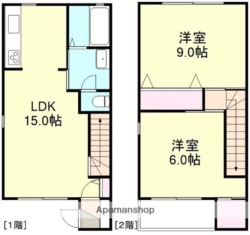 COURT CLAN B棟(2LDK/1階)の間取り写真