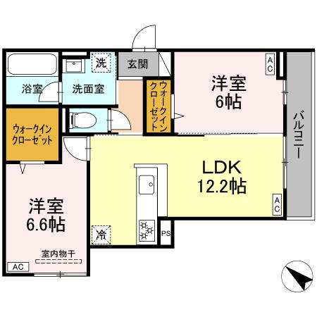 VIA-GRANDE(2LDK/3階)の間取り写真