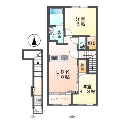 オータムめぐみⅢ(2LDK/2階)の間取り写真