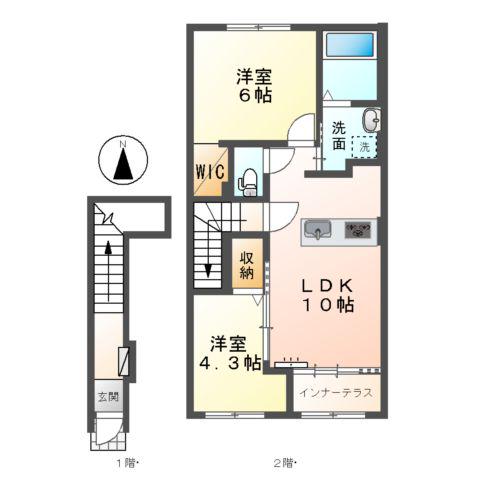 オータムめぐみⅢ(2LDK/2階)の間取り写真