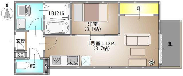 REGALEST GRACE 高柳(1LDK/2階)の間取り写真