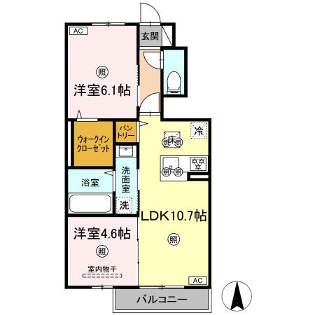 ナイス 二番館(2LDK/1階)の間取り写真