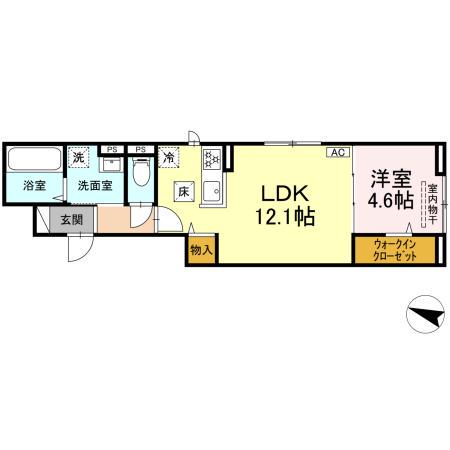 レジデンス ハンス(1LDK/1階)の間取り写真