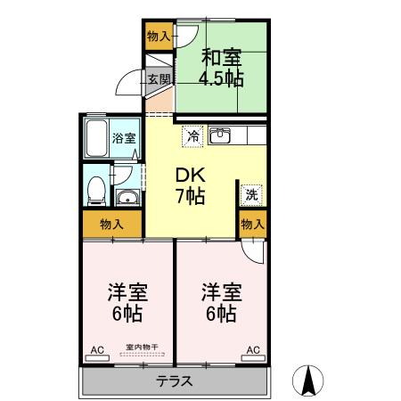 パレーシャル金谷(3DK/1階)の間取り写真