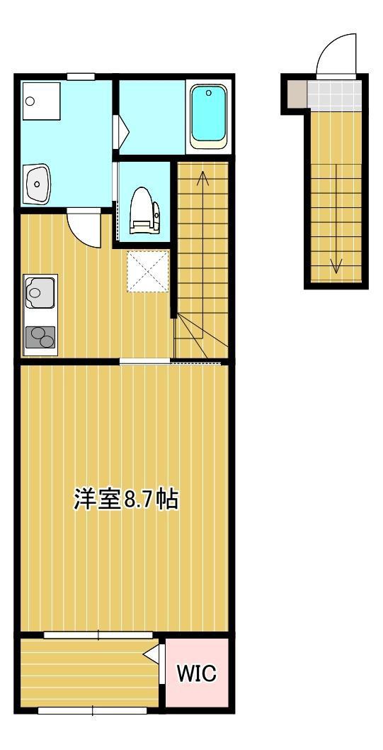 SOLENT(1K/2階)の間取り写真