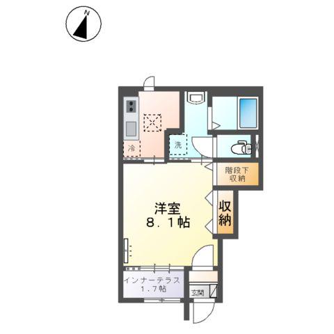 ブルーム テラス(1K/1階)の間取り写真