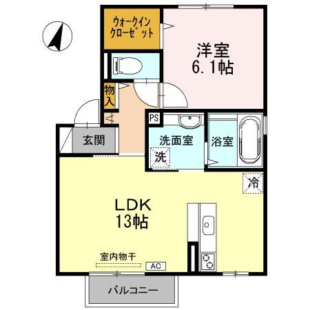 本四備讃線 上の町駅 徒歩41分 2階建 築15年(1LDK/2階)の間取り写真