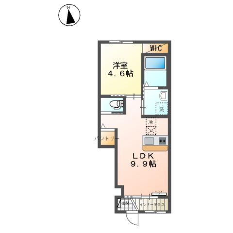 ウィステリアⅦ(1LDK/1階)の間取り写真