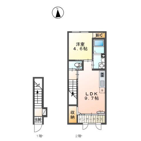 ウィステリアⅦ(1LDK/2階)の間取り写真