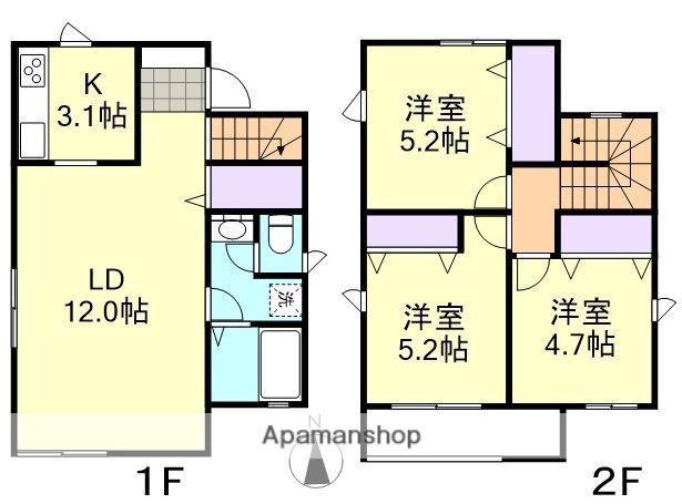 水島臨海鉄道 福井駅(岡山) 徒歩14分 2階建 築17年(3LDK)の間取り写真